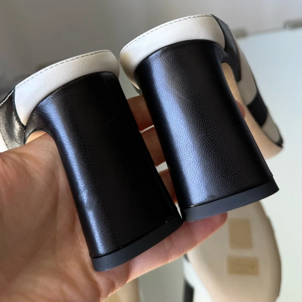 New JIMMY CHOO Kinley 75 two-tone leather mules $895 35 - Picture 8 of 13